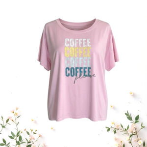 JoySpun Pink “Coffee Please” Tshirt Women 2X 18W-20W